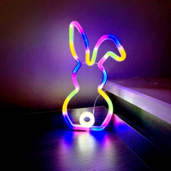 Led Icon Rabbit Adorable Rabbit LED Neon Light Sign – Waterproof Outdoor & Indoor Decor ...
