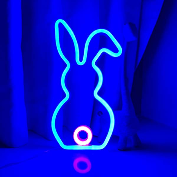 Pink Neon Rabbit Adorable Rabbit LED Neon Light Sign – Waterproof Outdoor & Indoor Decor ...