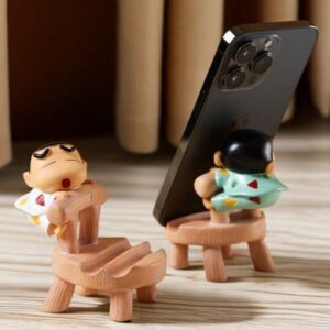 creative crayon shin chan phone stand | cute desktop mini figure & mobile holder | funny anime office decor & gift