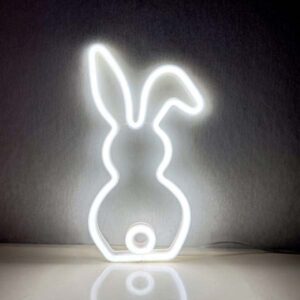 adorable rabbit led neon light sign – waterproof outdoor & indoor decor for parties, bars, birthdays, and bedroom walls